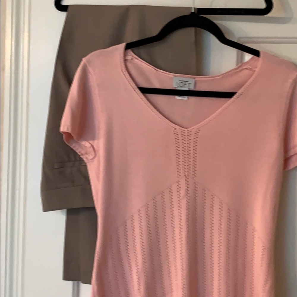 Dress slacks / short sleeve knit top combination